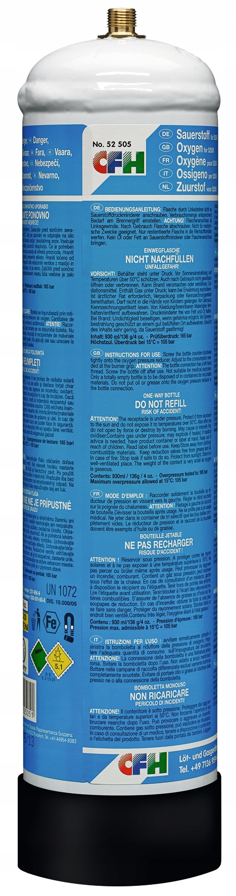 Plyn KYSLÍK pre kartušu FIX3100 CFH Horák 950ml